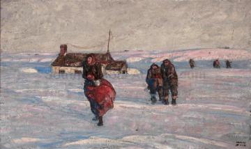 School Day's End Artwork by Harvey T. Dunn