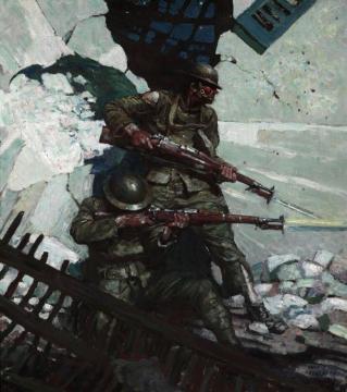 Street Fighting Artwork by Harvey T. Dunn