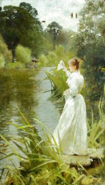 Lady In White Artwork by Marcus Stone