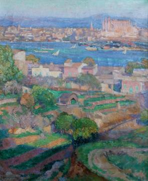 Mallorca With A View Of La Catedral De Palma, 1923 Artwork by Abel George Warshawsky