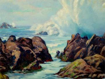 Pebble Beach Surf Artwork by Abel George Warshawsky