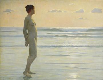 Junge Frau Am Strand, 1920 Artwork by Max Nonnenbruch