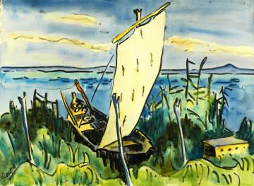 Sailboat By The Banks Of Lake Leba (segelboot Am Ufer Des Lebasees) Artwork by Karl Schmidt Rottluff