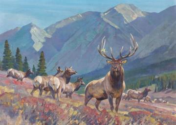 Mighty Elk Artwork by Carl Rungius
