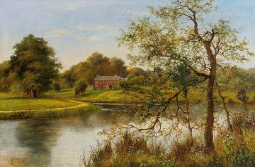 Autumnal River With Mansion Artwork by Octavius T. Clark