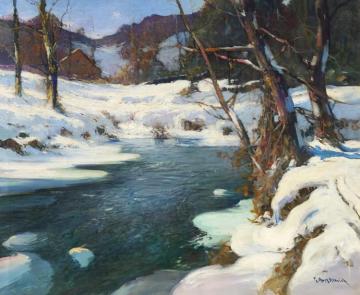 Winter Landscape With Stream Artwork by Georges Ames Aldrich