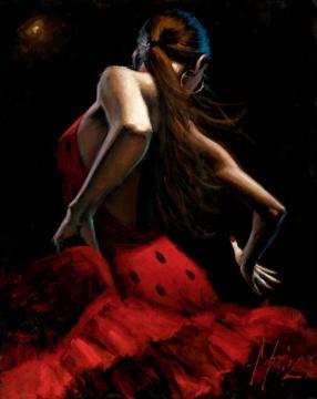 Dancer In Red With Polka Dots Artwork by Fabian Perez