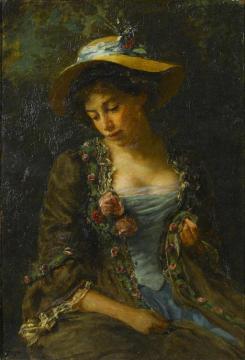 Seated Woman (reflection) Artwork by James Wells Champney