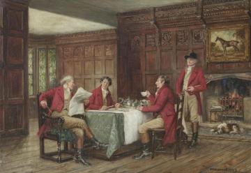 The Hunt Breakfast, 1929 Artwork by Frank Moss Bennett