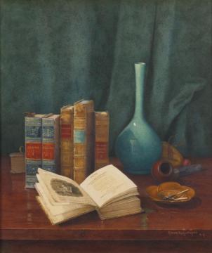 Still Life With Poems By Cowper Artwork by Claude Raguet Hirst