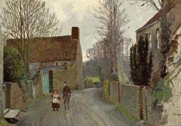 Moulin Huet, Guernsey, Girl On A Hill Above Clovelly Artwork by Anna Mary Richards Brewster