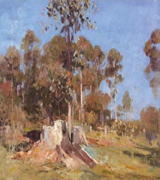 Impression Bronze, Cream, Blue Artwork by Sir Arthur Streeton