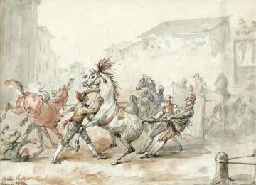 Preparing Horses For The Riderless Race In Rome Artwork by Antoine Charles Horace Vernet