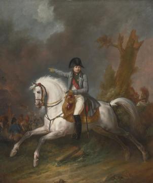 An Equestrian Portrait Of Napoleon With A Battle Beyond Artwork by Antoine Charles Horace Vernet