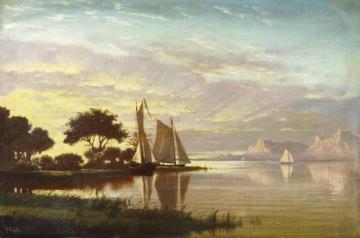 Luminous Sunset With Sailboats Artwork by Fortunato Arriola