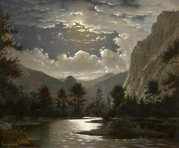 Moonlit River Gorge Artwork by Fortunato Arriola