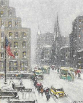 At The Library, Winter Artwork by Guy Wiggins