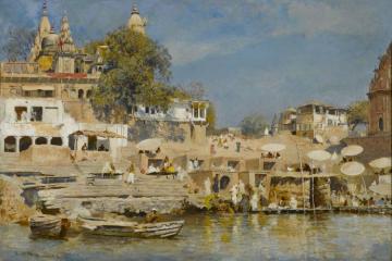 Temples And Bathing Ghat At Benares, Ca. 1883-1885 Artwork by Edwin Lord Weeks