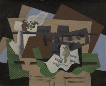Guitar, Glass, And Fruit Dish On Sideboard, 1919 Artwork by Georges Braque