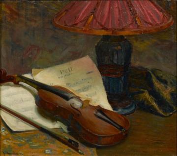 Still Life With Violin Artwork by Jean Mannheim