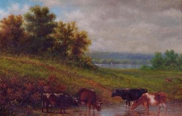 Cows In A Landscape Artwork by John W. Casilear