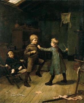 Children Playing At Horse-and-cart Artwork by Harry Brooker