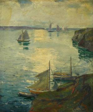 Coast Scene With Ships Artwork by Jonas Lie