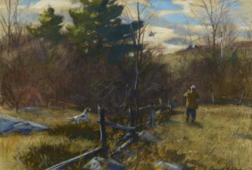 Grouse Hunting Scene Artwork by Aiden Lassell Ripley