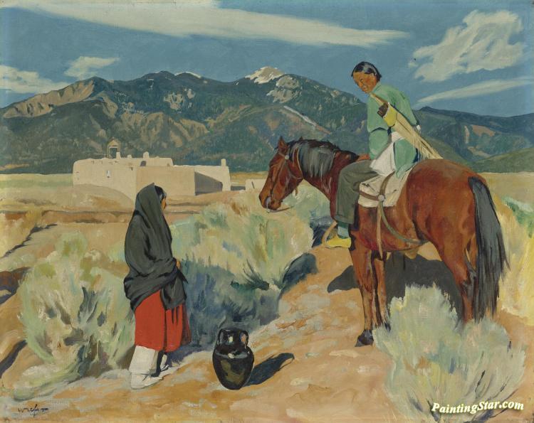 December Evening Artwork by Walter Ufer