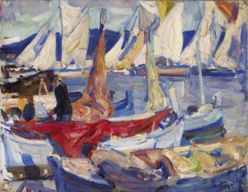 Drying Sails I, 1926 Artwork by E. Charlton Fortune