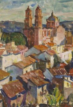 Santa Prisca Cathedral, Taxco, 1947 Artwork by E. Charlton Fortune