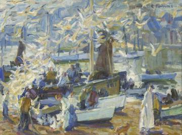 Scavengers, St. Ives, 1922 Artwork by E. Charlton Fortune