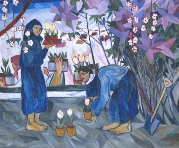 Gardening, 1908 Artwork by Natalia Goncharova
