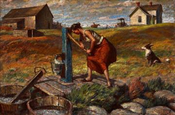 Woman At The Pump Artwork by Harvey T. Dunn
