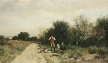 Hunters Taking A Break Artwork by Alfred Wordsworth Thompson