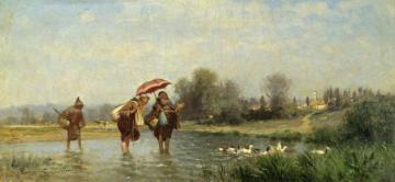 Monks And Ducks, 1880 Artwork by Alfred Wordsworth Thompson