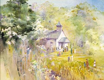 The Plantation Church From The Series A Carolina Rice Plantation Of The Fifties, Ca. 1935 Artwork by Alice Ravenel Huger Smith