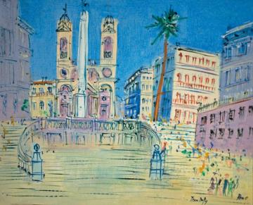 Spanish Steps, Rome, Ca. 1950-1955 Artwork by Jean Dufy