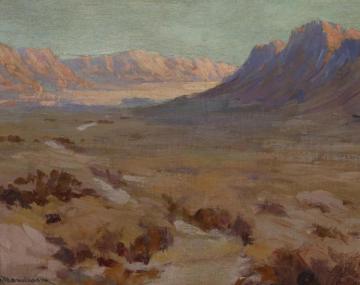 Sun And Shadow In A Desert Valley Artwork by Jean Mannheim