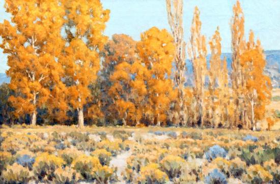 Cottonwoods And Rabbit Brush Artwork by John Marshall Gamble