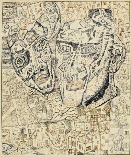 Composition With Two Heads Artwork by Pavel Filonov