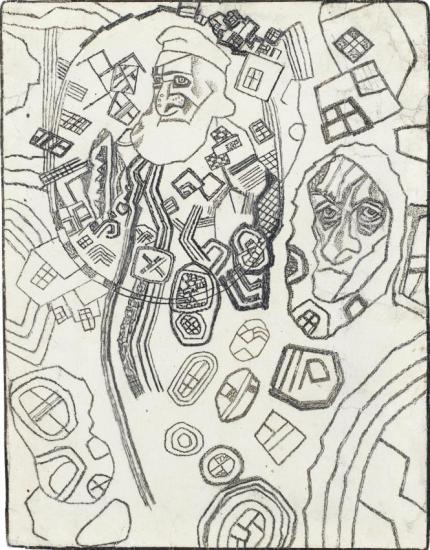 Two Figures Artwork by Pavel Filonov