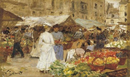 At The Market Artwork by Victor Gabriel Gilbert