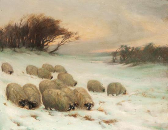 Sheep In Winter Artwork by George Fiddes Watt