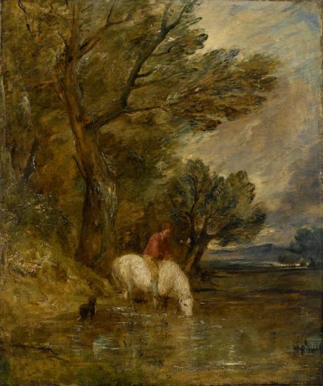 A Wooded Landscape With A Boy Watering His Pony At A Pool Artwork by Frederick Waters Watts