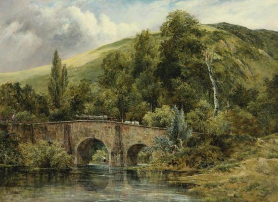 Fingle Bridge On The River Teign, East Devon Artwork by Frederick Waters Watts