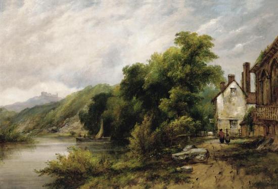 Wooded River Landscape Artwork by Frederick Waters Watts