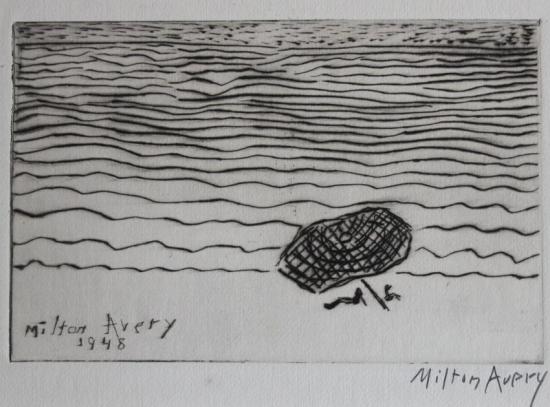 Umbrella By The Sea, 1948 Artwork by Milton Avery