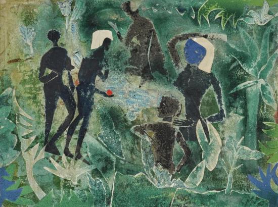 The Blue Pond Artwork by Romare Bearden