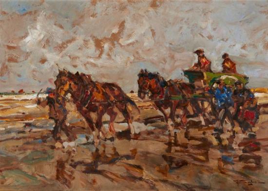 Shrimp Fishers Artwork by Julius Seyler